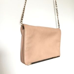 Nordstrom Halogen Beige Leather Cross Body Bag